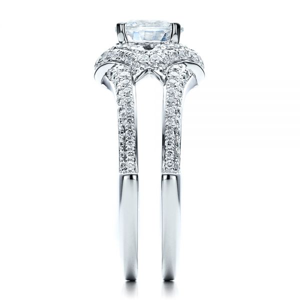 18k White Gold Engagement Ring With Eternity Band - Side View -  100006