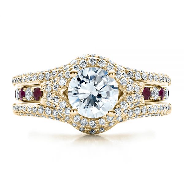 14k Yellow Gold 14k Yellow Gold Engagement Ring With Eternity Band - Three-Quarter View - 100006