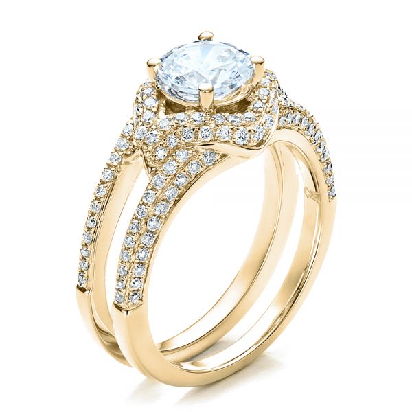 14k Yellow Gold 14k Yellow Gold Engagement Ring With Eternity Band - Three-Quarter View - 100006
