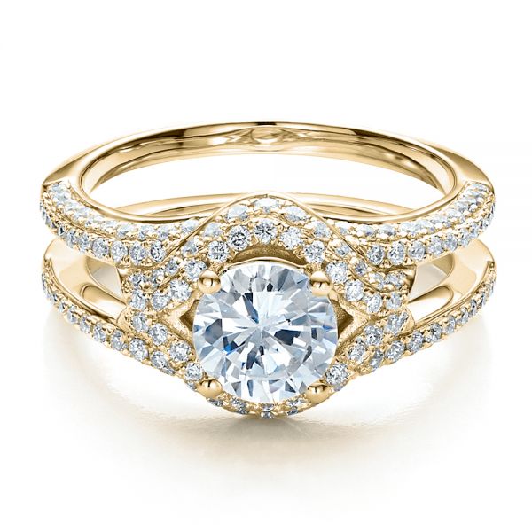 14k Yellow Gold 14k Yellow Gold Engagement Ring With Eternity Band - Flat View - 100006