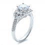  18K Gold Engagement Ring With Halo Pave Milgrain - Vanna K - Three-Quarter View -  100043 - Thumbnail
