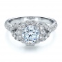  18K Gold Engagement Ring With Halo Pave Milgrain - Vanna K - Flat View -  100043 - Thumbnail