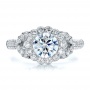  18K Gold Engagement Ring With Halo Pave Milgrain - Vanna K - Top View -  100043 - Thumbnail