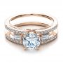 14k Rose Gold 14k Rose Gold Engagement Ring With Matching Eternity Band - Flat View -  100005 - Thumbnail