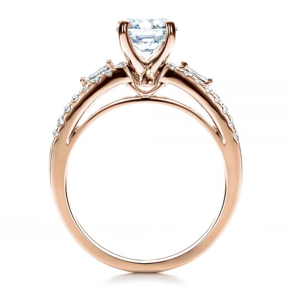 18k Rose Gold 18k Rose Gold Engagement Ring With Matching Eternity Band - Front View - 100005