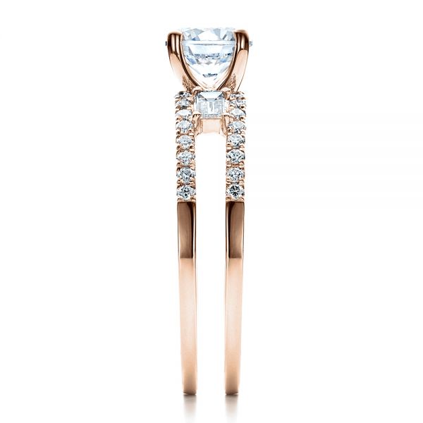 18k Rose Gold 18k Rose Gold Engagement Ring With Matching Eternity Band - Side View - 100005
