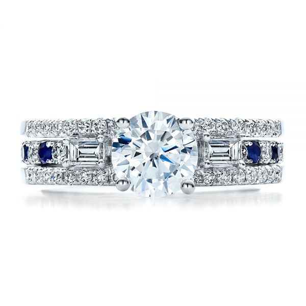  Platinum Platinum Engagement Ring With Matching Eternity Band - Three-Quarter View -  100005