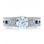 18k White Gold Engagement Ring With Matching Eternity Band - Three-Quarter View -  100005 - Thumbnail
