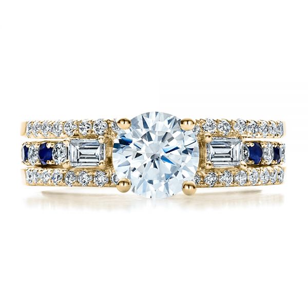 14k Yellow Gold 14k Yellow Gold Engagement Ring With Matching Eternity Band - Three-Quarter View - 100005