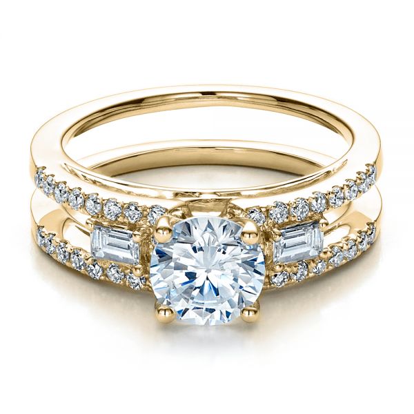 14k Yellow Gold 14k Yellow Gold Engagement Ring With Matching Eternity Band - Flat View - 100005