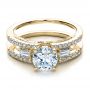 18k Yellow Gold 18k Yellow Gold Engagement Ring With Matching Eternity Band - Flat View -  100005 - Thumbnail