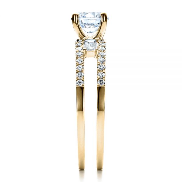 18k Yellow Gold 18k Yellow Gold Engagement Ring With Matching Eternity Band - Side View -  100005