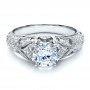  Platinum Platinum Engagement Ring With Micro Pave - Milgrain - Filigree - Hand Engraved - Vanna K - Flat View -  100047 - Thumbnail