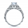  Platinum Platinum Engagement Ring With Micro Pave - Milgrain - Filigree - Hand Engraved - Vanna K - Front View -  100047 - Thumbnail