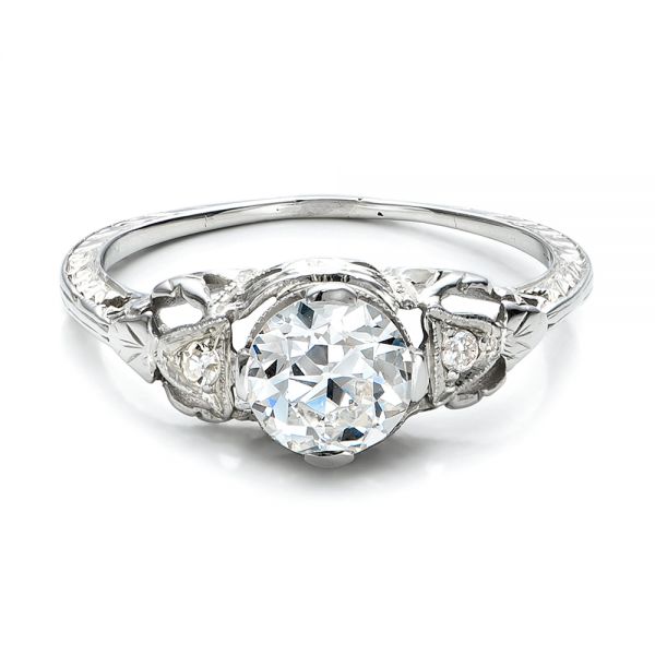 Estate Diamond Art Deco Engagement Ring - Flat View -  100905
