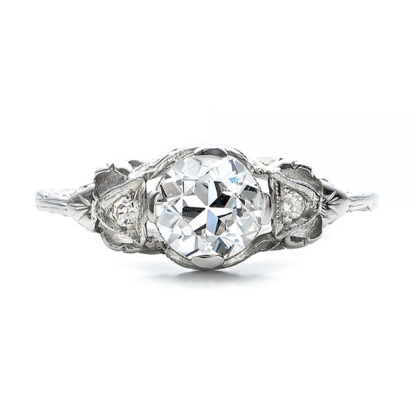 Estate Diamond Art Deco Engagement Ring - Top View -  100905