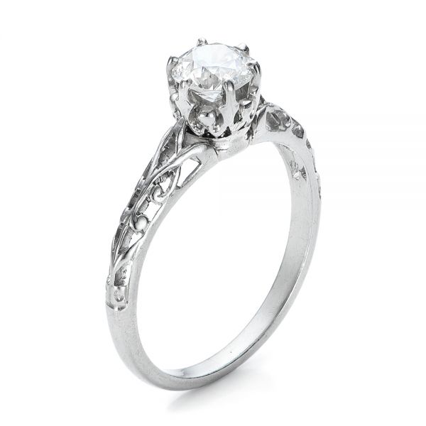 Estate Solitaire Diamond Edwardian Engagement Ring - Image