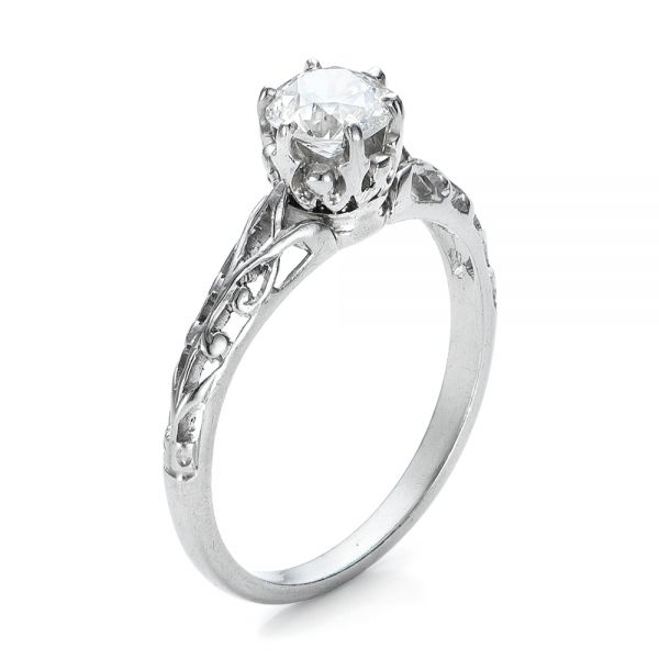 Estate Solitaire Diamond Edwardian Engagement Ring - Three-Quarter View -  100896