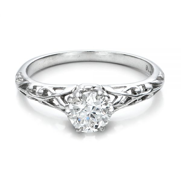 Estate Solitaire Diamond Edwardian Engagement Ring - Flat View -  100896