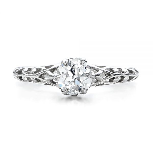 Estate Solitaire Diamond Edwardian Engagement Ring - Top View -  100896