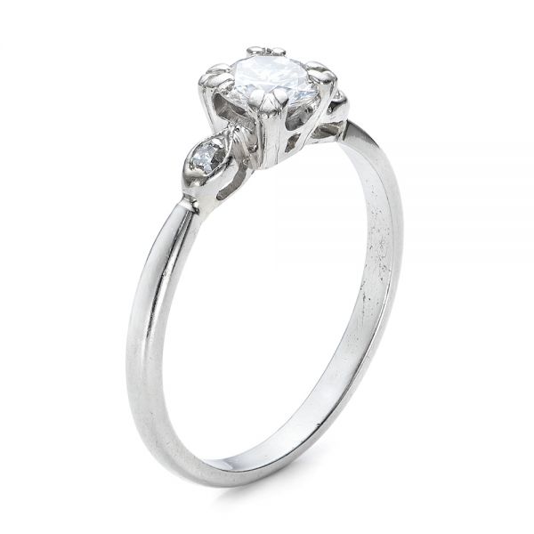 Estate Three Stone Diamond Engagement Ring - Three-Quarter View - 100897