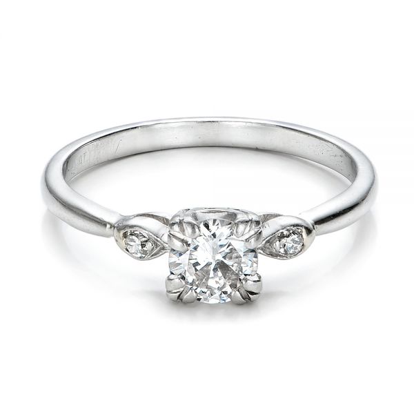 Estate Three Stone Diamond Engagement Ring - Flat View -  100897