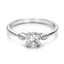 Estate Three Stone Diamond Engagement Ring - Flat View -  100897 - Thumbnail