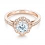 18k Rose Gold 18k Rose Gold Fancy Halo Diamond Engagement Ring - Flat View -  103048 - Thumbnail