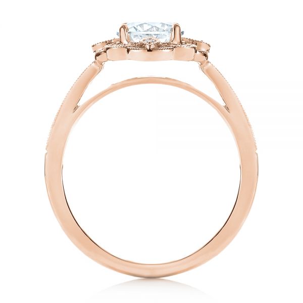 18k Rose Gold 18k Rose Gold Fancy Halo Diamond Engagement Ring - Front View -  103048