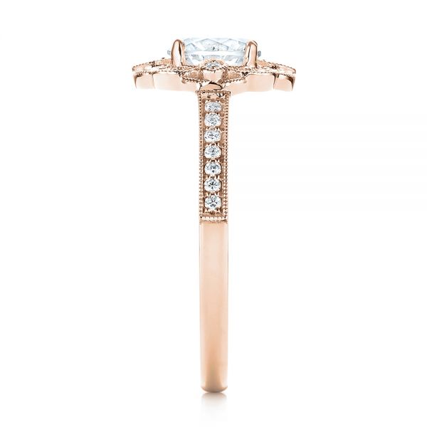 18k Rose Gold 18k Rose Gold Fancy Halo Diamond Engagement Ring - Side View - 103048
