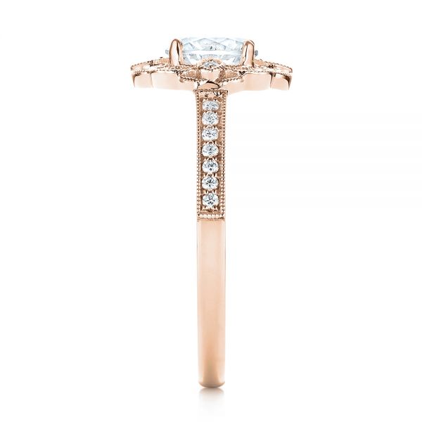 14k Rose Gold 14k Rose Gold Fancy Halo Diamond Engagement Ring - Side View -  103048