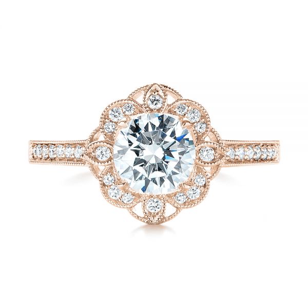 14k Rose Gold 14k Rose Gold Fancy Halo Diamond Engagement Ring - Top View -  103048