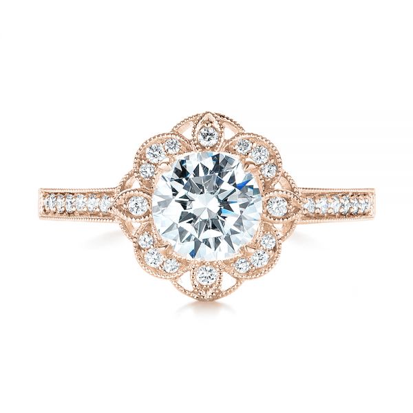 14k Rose Gold Fancy Halo Diamond Engagement Ring 103048 Seattle Bellevue Joseph Jewelry