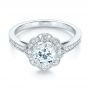 18k White Gold Fancy Halo Diamond Engagement Ring - Flat View -  103048 - Thumbnail