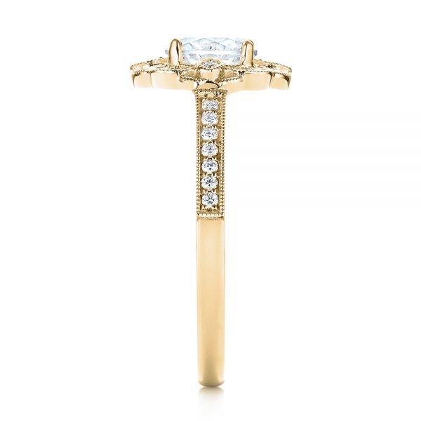 14k Yellow Gold 14k Yellow Gold Fancy Halo Diamond Engagement Ring - Side View - 103048