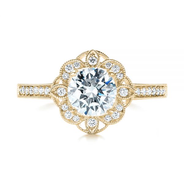14k Yellow Gold 14k Yellow Gold Fancy Halo Diamond Engagement Ring - Top View - 103048