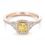 18k Rose Gold And 14K Gold 18k Rose Gold And 14K Gold Fancy Yellow Diamond With Halo Engagement Ring - Flat View -  100564 - Thumbnail