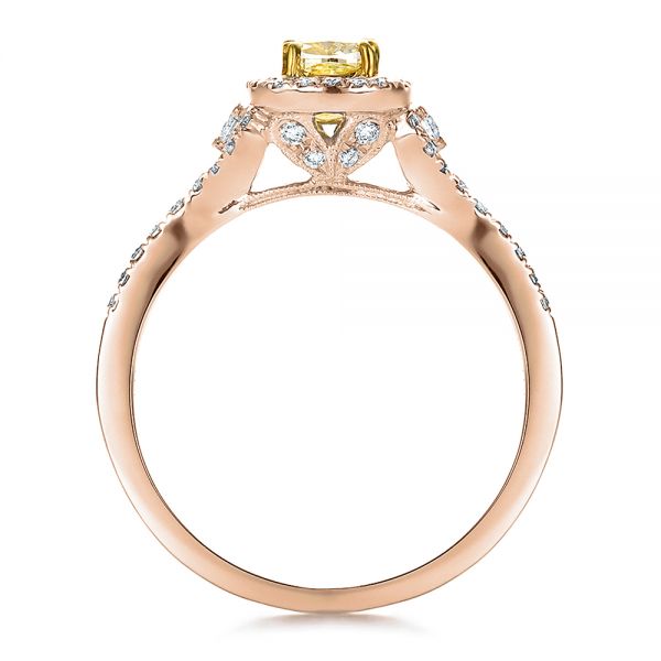 18k Rose Gold And 14K Gold 18k Rose Gold And 14K Gold Fancy Yellow Diamond With Halo Engagement Ring - Front View - 100564