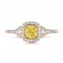 14k Rose Gold And 18K Gold 14k Rose Gold And 18K Gold Fancy Yellow Diamond With Halo Engagement Ring - Top View -  100564 - Thumbnail