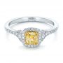 18k White Gold And 14K Gold 18k White Gold And 14K Gold Fancy Yellow Diamond With Halo Engagement Ring - Flat View -  100564 - Thumbnail