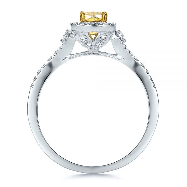 18k White Gold And 14K Gold 18k White Gold And 14K Gold Fancy Yellow Diamond With Halo Engagement Ring - Front View -  100564