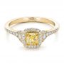 14k Yellow Gold And 18K Gold 14k Yellow Gold And 18K Gold Fancy Yellow Diamond With Halo Engagement Ring - Flat View -  100564 - Thumbnail