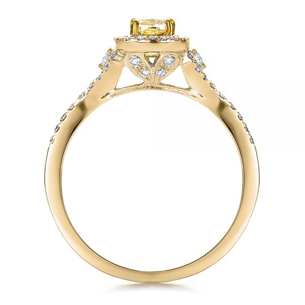 14k Yellow Gold And 18K Gold 14k Yellow Gold And 18K Gold Fancy Yellow Diamond With Halo Engagement Ring - Front View -  100564