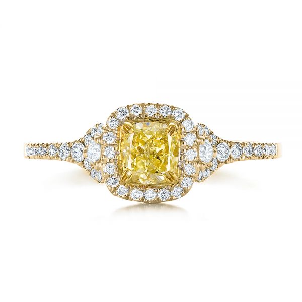 14k Yellow Gold And 14K Gold 14k Yellow Gold And 14K Gold Fancy Yellow Diamond With Halo Engagement Ring - Top View -  100564