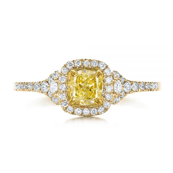 14k Yellow Gold And 14K Gold 14k Yellow Gold And 14K Gold Fancy Yellow Diamond With Halo Engagement Ring - Top View - 100564