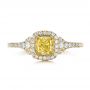 14k Yellow Gold And Platinum 14k Yellow Gold And Platinum Fancy Yellow Diamond With Halo Engagement Ring - Top View -  100564 - Thumbnail
