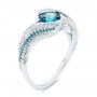  Platinum Feather Engraved Zircon And Blue Treated Diamond Engagement Ring - Three-Quarter View -  104869 - Thumbnail