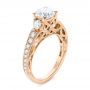 18k Rose Gold Filigree Diamond Engagement Ring - Three-Quarter View -  103896 - Thumbnail