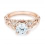 14k Rose Gold 14k Rose Gold Filigree Diamond Engagement Ring - Flat View -  103101 - Thumbnail