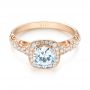 14k Rose Gold 14k Rose Gold Filigree Diamond Engagement Ring - Flat View -  103679 - Thumbnail